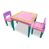 Mesa Mesinha Infantil 2 Cadeiras Educativa Tritec Rosa