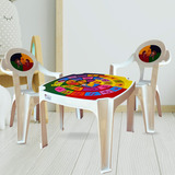 Mesa Mesinha Infantil C/ 2 Cad Azul Ou Rosa Educativa 