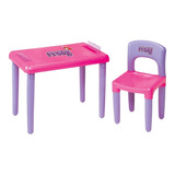 Mesa Mesinha Infantil Com Cadeira Rosa Meg - Magic Toys 