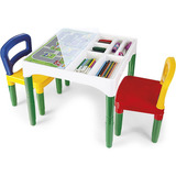 Mesa Mesinha Infantil Didática De Plastico Com 2 Cadeiras