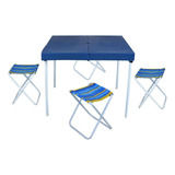 Mesa Para Camping Com Banqueta Azul - Mor