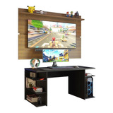 Mesa Para Computador Gamer E Painel Tv Madesa - Preto/rustic