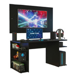 Mesa Para Computador Madesa Gamer E Painel Até 58 P Cor Preto Xamdfc0200038n8n
