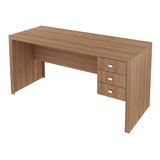 Mesa Para Escritório Com 3 Gavetas Me4113 Tecno Mobili D Cor Amêndoa