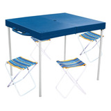 Mesa Prática Dobrável Camping Tipo Maleta 4 Banquetas Mor