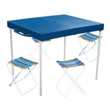 Mesa Prática Dobrável Camping Tipo Maleta C/ 4 Banquetas Mor