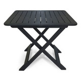 Mesa Quadrada De Plastico Dobrável Preta Multiuso