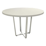 Mesa Redonda De Reunião 1,10m + 2 Estantes Metal Cinza F5