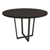 Mesa Redonda De Reunião 1,10m + 2 Estantes Metal Pre F5