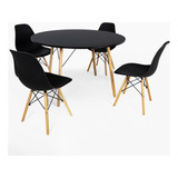 Mesa Redonda Eiffel Preta 120cm +4 Cadeiras Eames Resistente