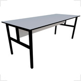 Mesa Refeitório 8 Lugares 2,00x80 Escolar Empresa Industrial Cor Cristal/preto