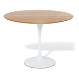Mesa Tulipa Jantar Redonda Madeira Freijó Branca 1,37 D X 73