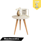 Mesinha De Centro Redonda Sala Pé Palito Retro Decora Lar