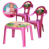 Mesinha Infantil Didática Escolar 2 Cadeiras Rosa Princesa 