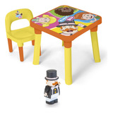 Mesinha Infantil Didática Mesa Bita Divisória Cadeira Boneco