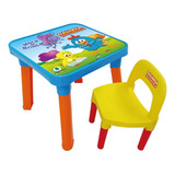 Mesinha Infantil Didática Mesa C/ Cadeira Divisória + Boneco