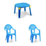 Mesinha Infantil Educativa Com Cadeira E Porta Lapis Cor Azul