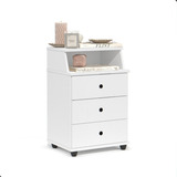 Mesinha Quarto Cabeceira Luxo New Ej Novo 3 Gavetas - Cores