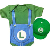 Mesversario Luigi Roupa De Bebe Body+boina Tematico Fantasia