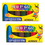 Meu Primeiro Giz De Cera 12 Cores - Kit 2 Caixas