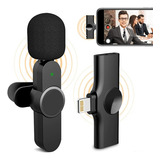 Mic Lapela Sem Fio Wireless Para iPhone iPad Lightning Cor Preto