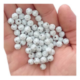 Miçanga Bola Passante C/ Cruz - 8mm - Prata - Aprox 860 Pçs.