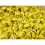 Miçanga Infantil Smile Amarelo Entremeio Fimo 100pçs 10mm