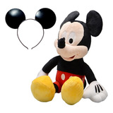 Mickey De Pelúcia 45cm C/ Falas Em Português + Tiara Orelhas