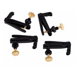 Micro Afinador Fixo Violino 4/4 Preto Parafuso Dourado Kit4 