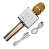 Microfone Bluetooth Oex Mk100 Para Karaoke Dourado