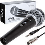 Microfone Com Fio 5mts Dinâmico Profissional Karaoke Metal 