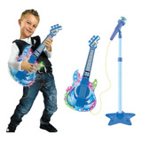 Microfone Com Guitarra Infantil Som E Luz Meninos Rock Show