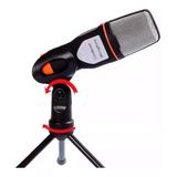 Microfone Condensador De Mesa P2 Com Tripe Gravação Pc Bm888 Cor Preto