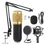 Microfone Condensador Profissional Canto Podcast Bm-800 Cor Dourada