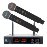 Microfone De Mão Digital Duplo Uhf Tsi 1200 Sem Fio E Maleta