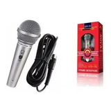 Microfone Dinâmico 701 Com Fio Cabo P10 Profissional Cor Prateado