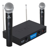 Microfone Duplo Sem Fio Dinâmico Wireless Karaokê P10 Vhf