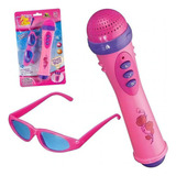 Microfone Infantil Brinquedo Com Óculos Som