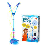 Microfone Infantil Brinquedo Duplo Karaoke Azul