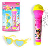 Microfone Infantil Brinquedo Pop Star C/ Óculos Musical 