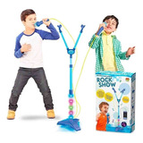 Microfone Infantil Duplo Com Pedestal Amplificador E Luzes
