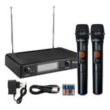 Microfone Kadosh K-302m Sem Fio Duplo Vhf Wireless System Cor Preto