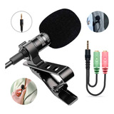 Microfone Lapela Condensador Celular Câmera P2 Adaptador P3