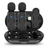 Microfone Lapela Duplo Wireless Entrada Para Ios Cor Preto