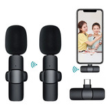 Microfone Lapela Sem Fio Android Usb-c Celular Compat Cor Preto