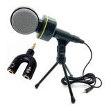 Microfone Multimídia Condensador Gravação P2 Tripé