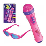Microfone + Óculos Infantil Brinquedo Com Luz E Som Menina