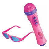 Microfone + Óculos Infantil Com Luz E Som Menina Pop Star