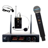 Microfone S/ Fio Tsi 1200 Cli Bastão Headset Lapela Uhf 96 C Cor Preto