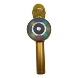 Microfone S/fio Bluetooth Karaokê Speaker Usb Led Cor Dourado